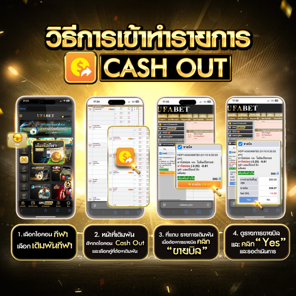 วิธีการเข้าทำรายการ CASH OUT UFABET168
